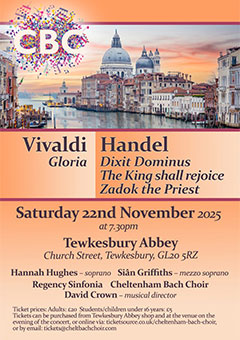 Vivaldi and Handel at Tewkesbury Abbey in November 2025